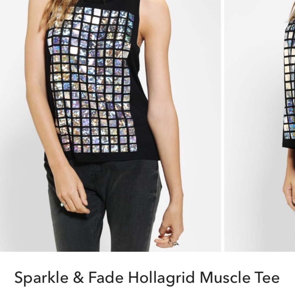 Urban Outfitters Metallic and black shiny tank